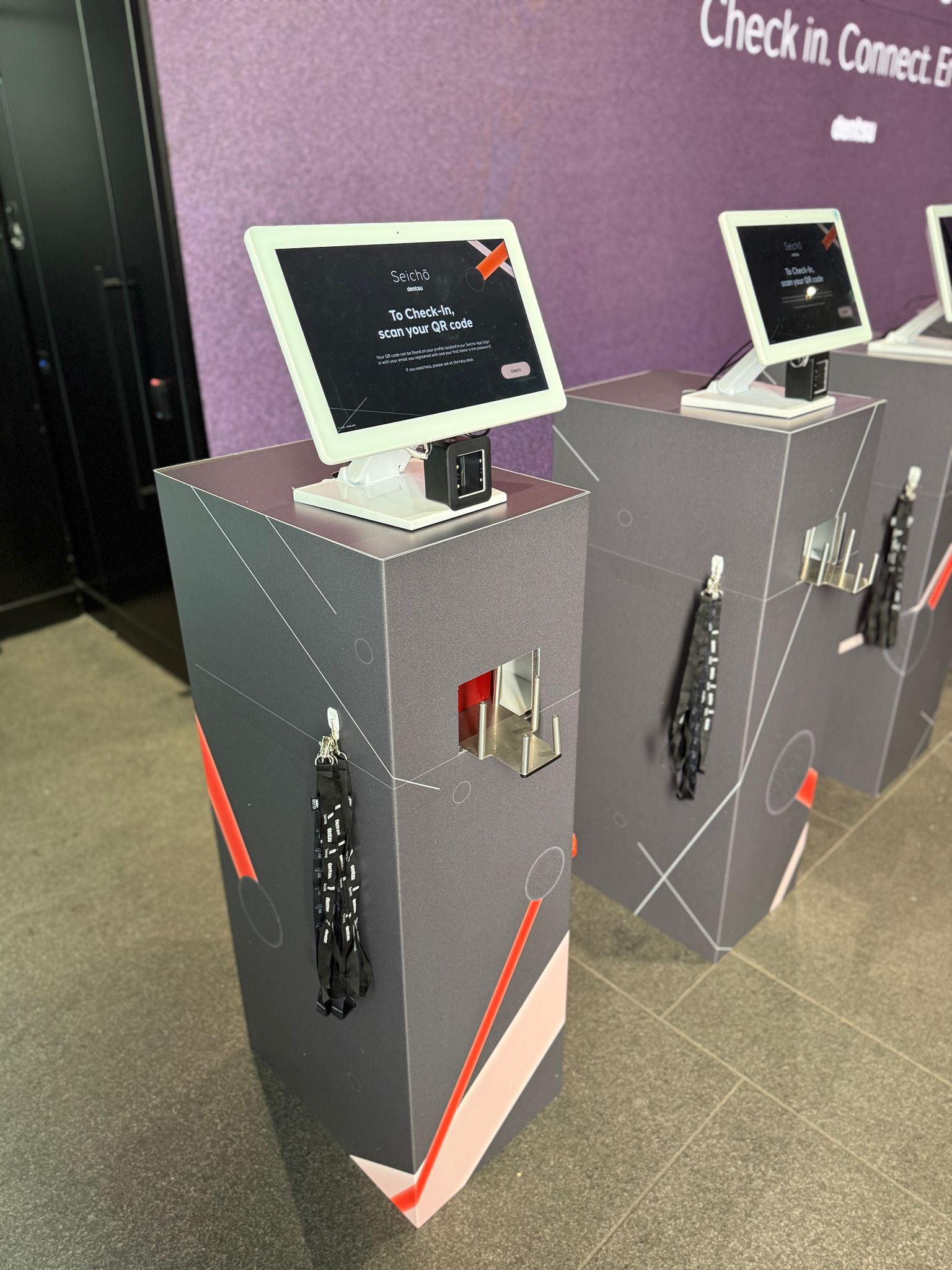 Welcome to Seicho branded Xtag kiosk wall